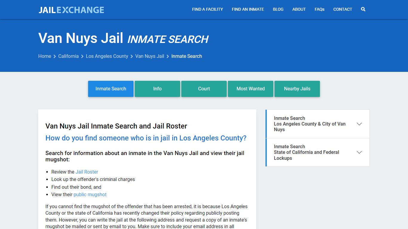Inmate Search: Roster & Mugshots - Van Nuys Jail, CA