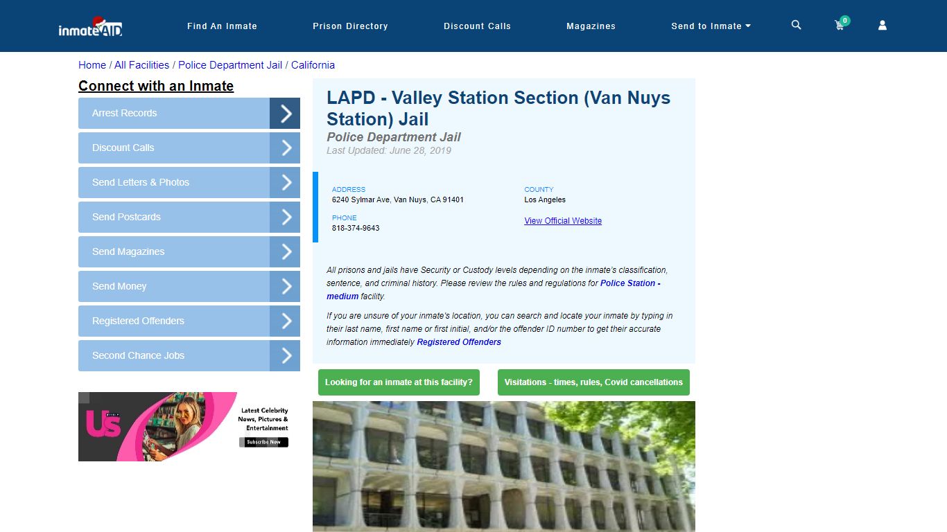 LAPD - Valley Station Section (Van Nuys Station) Jail - InmateAid