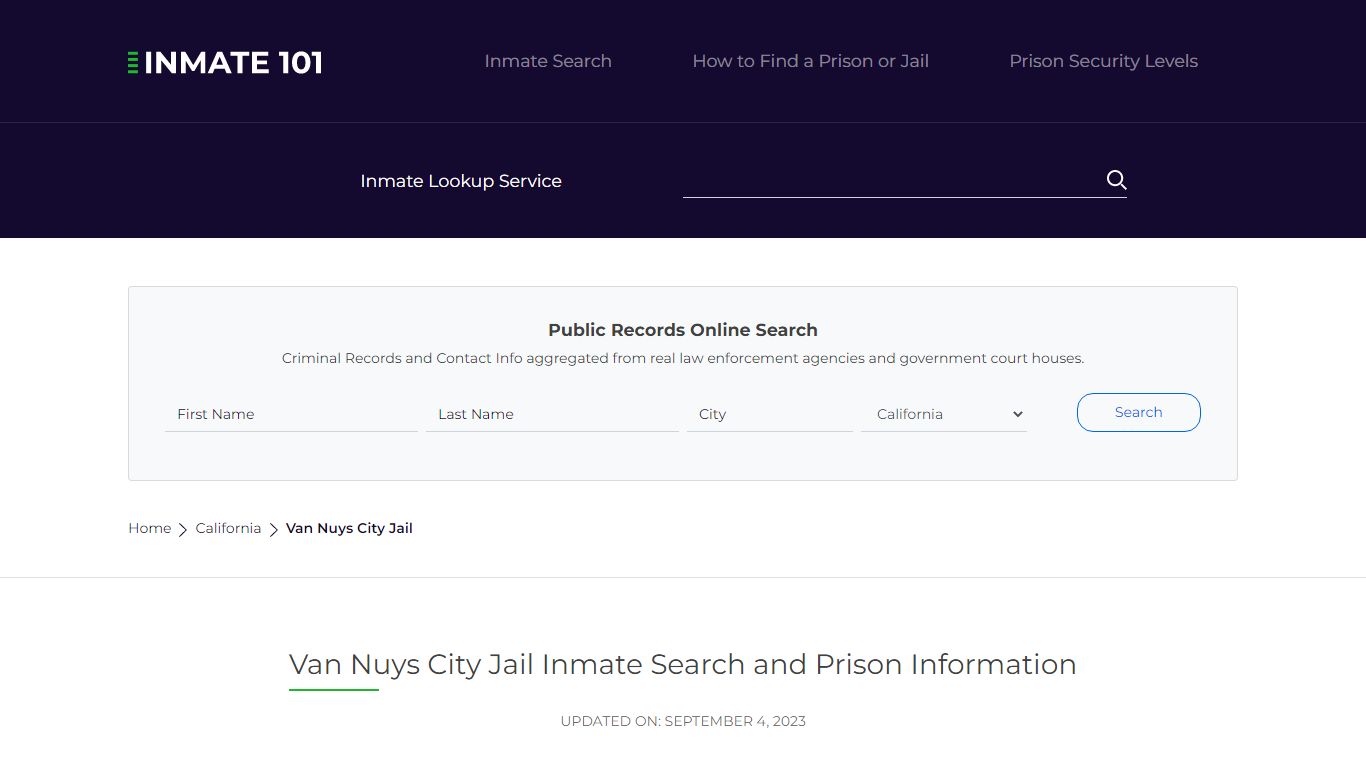 Van Nuys City Jail Inmate Search and Prison Information
